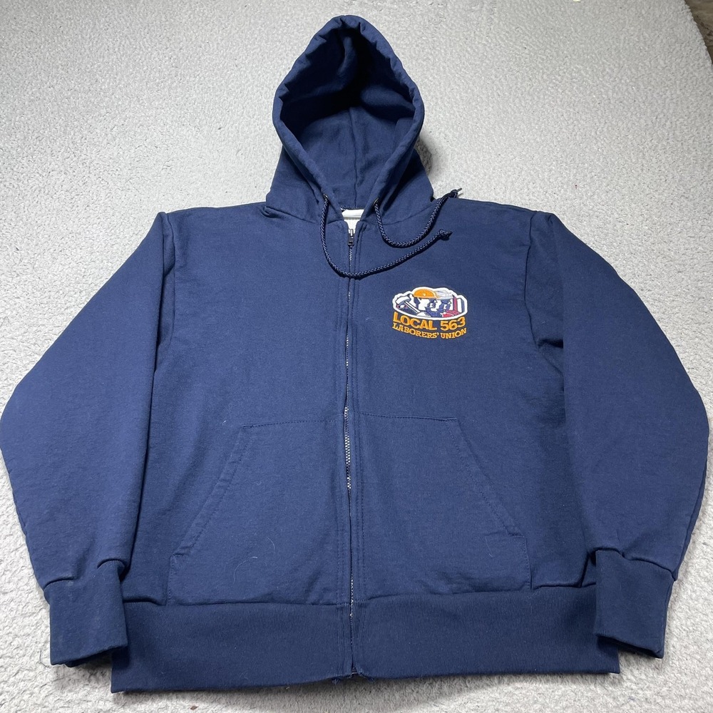 Camber Hoodie‎ Mens Medium Blue Thermal Full Zip Workwear Made USA Sweatshirt